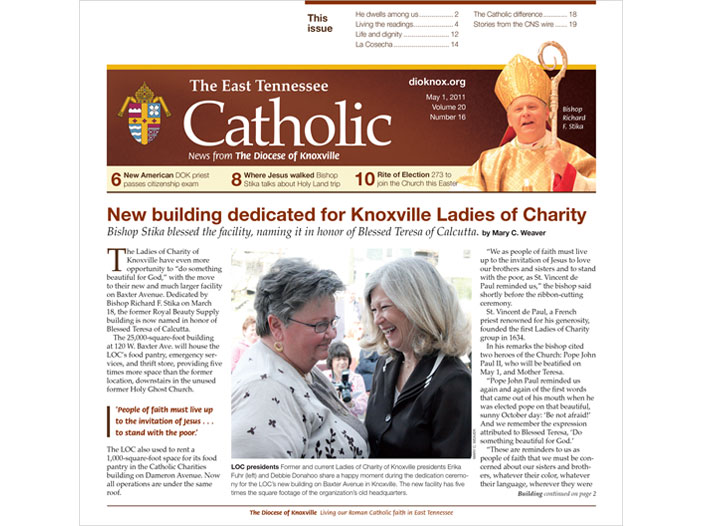 The East Tennessee Catholic newspaper design